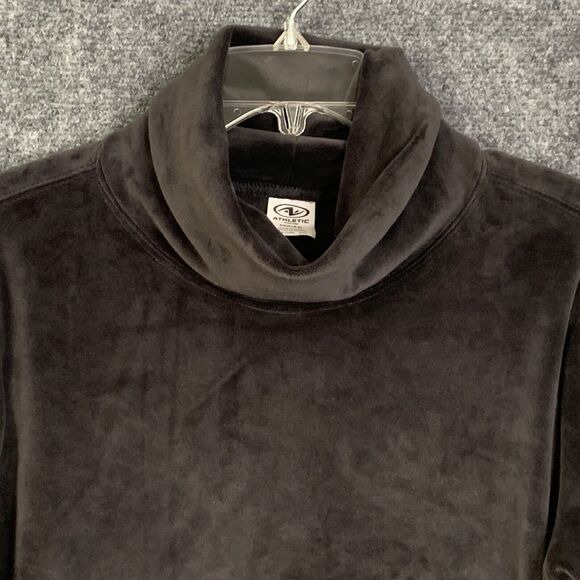 Athletic Works Soft Velvet Velour Top Women S Cowl Neck Black Pullover Slit Hem - Picture 2 of 11